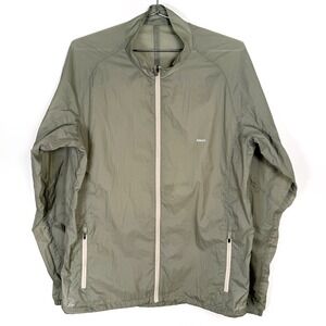 Adsum Large Nylon Jacket Mens Green Full‎ Zip Pockets Collar Lightweight